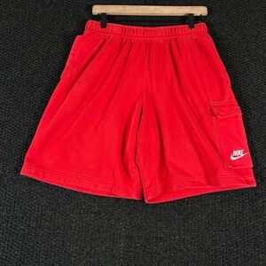 NIKE Red Fleece Cargo Shorts‎ Men's Size Medium Athletic Casual Comfort